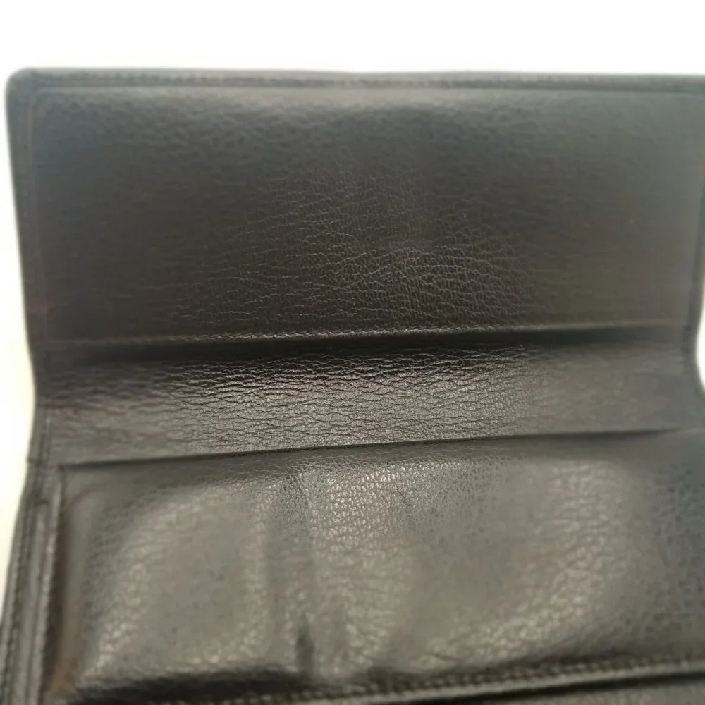 Ferragamo Leather Trifold Wallet Gancini Black Gold Hardware Used USA 6"x4 - Picture 3 of 6
